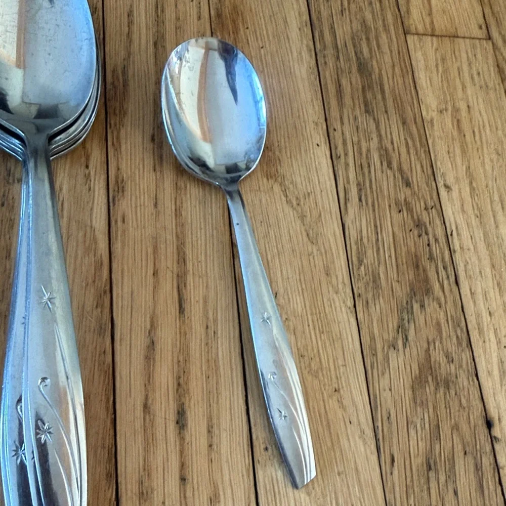 Vintage CI Flatware F7 Knives, Forks, Spoons Stainless Steel Japan 27pcs